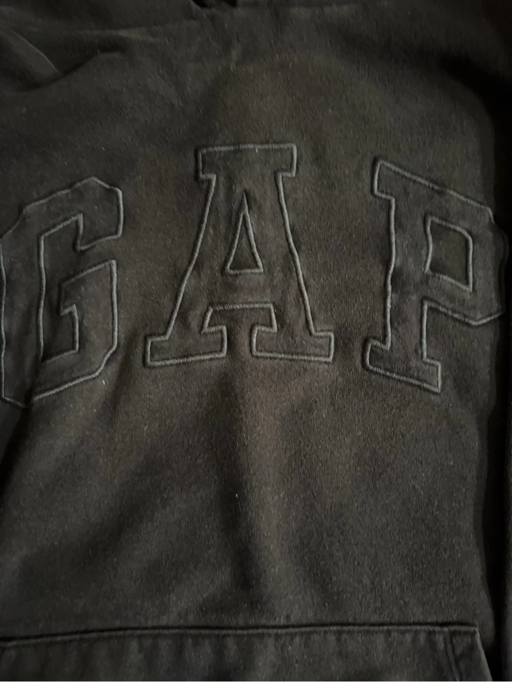 GAP KIDS Black Crewneck Hoodie with Raised Logo